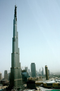 The Burj Dubai standing tall outside my bedroom window